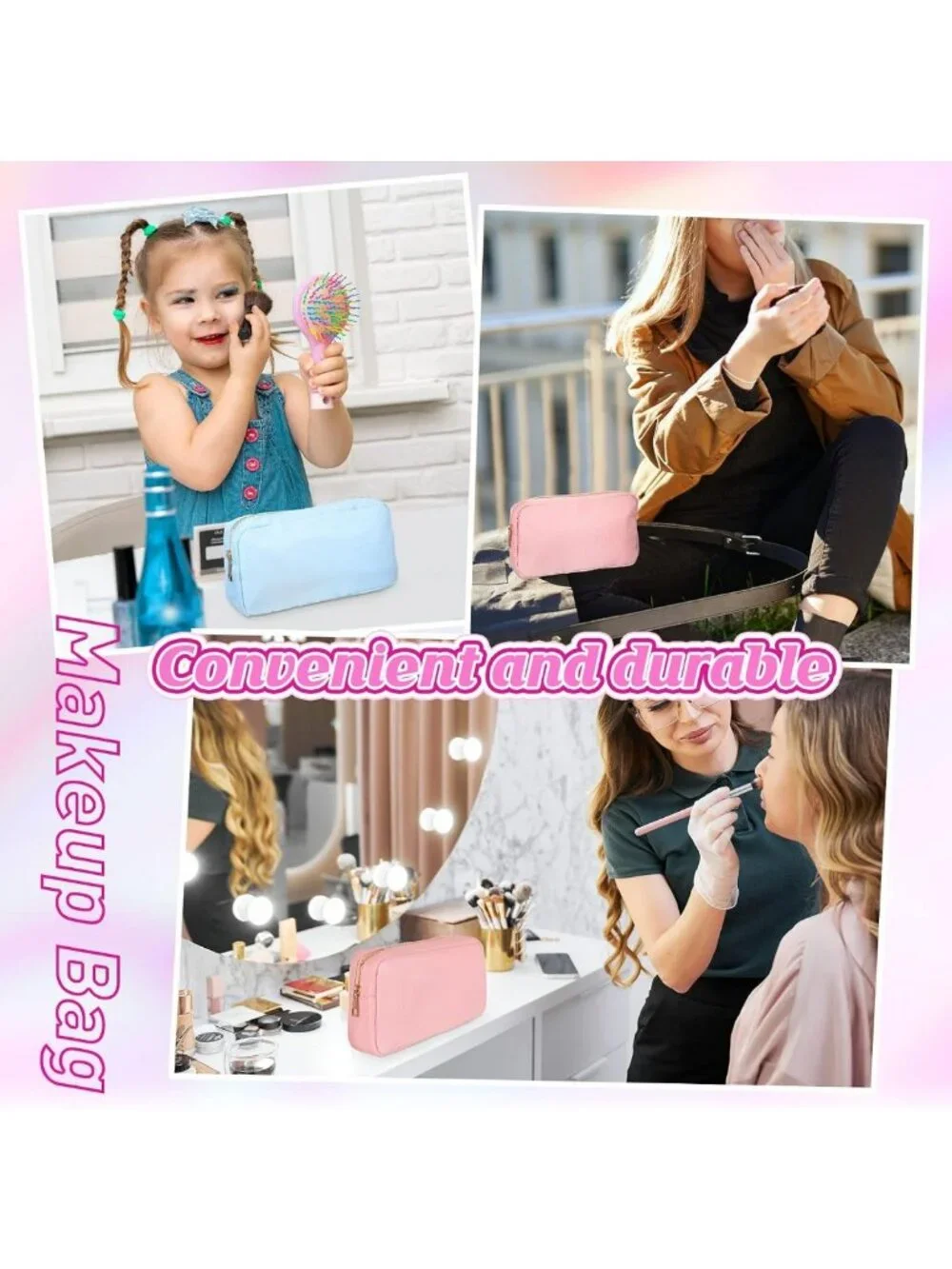 6 Pcs Travel Makeup Bag Set - Zipper Cosmetic Pouch for Purse, Organizer Gift